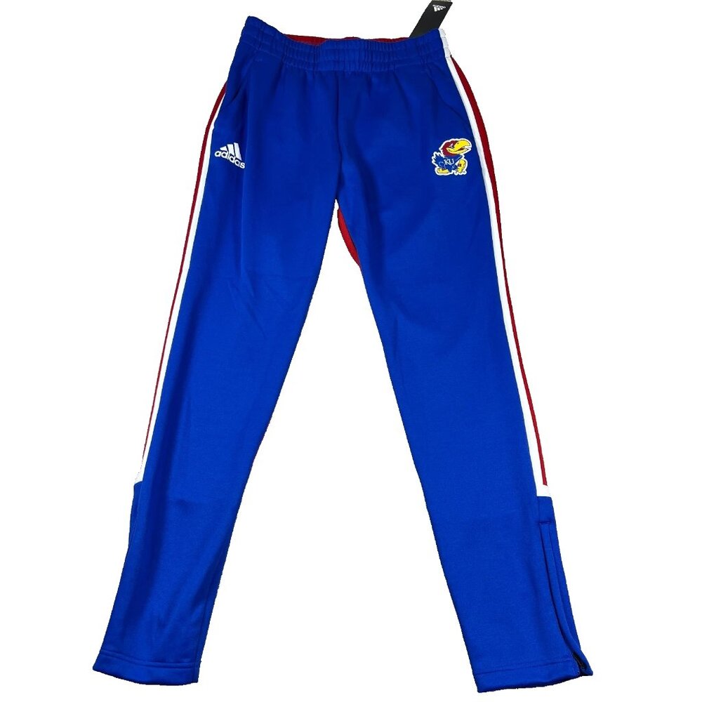 Adidas Womens Small Blue Red Kansas Jayhawks Warm Up Pant NCAA Basketball‎ NWT